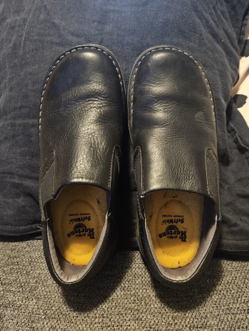 Dr. Martens Black 'Bryce' Black Leather Slipons Size 8.